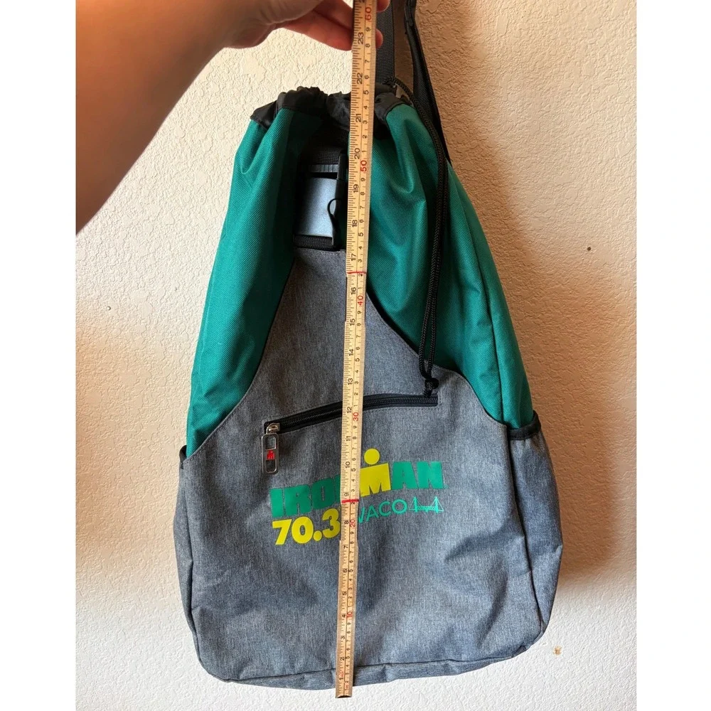 Ironman 70.3 Waco ViewSport‎ Sling Backpack Teal Gray Drawstring Gym Bag